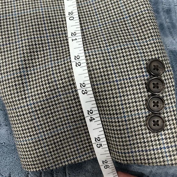 Lauren Ralph Lauren Silk Blazer Jacket Mens 44L Houndstooth Windowpane Gray - Picture 7 of 7